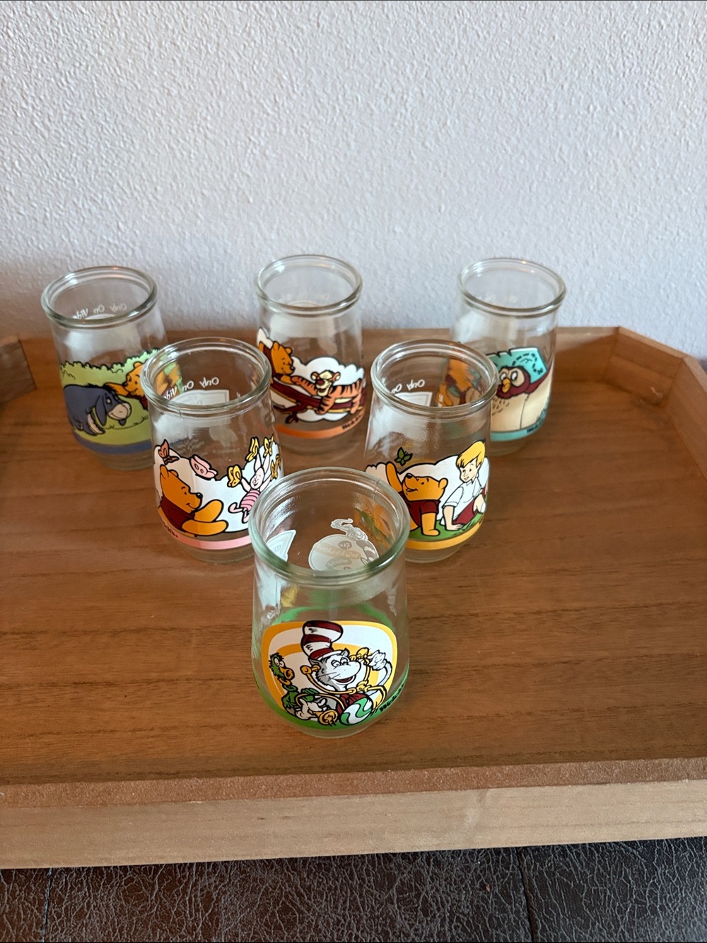 Vintage Welch’s Winnie the Poo & Dr Seuss Character collector jelly glasses